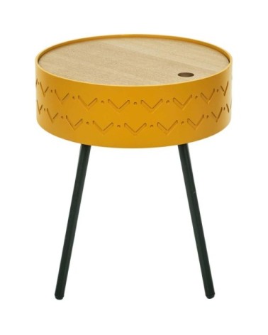 Table d'appoint avec coffre intégré eugénie jaune moutarde