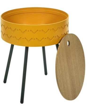 Table d'appoint avec coffre intégré eugénie jaune moutarde