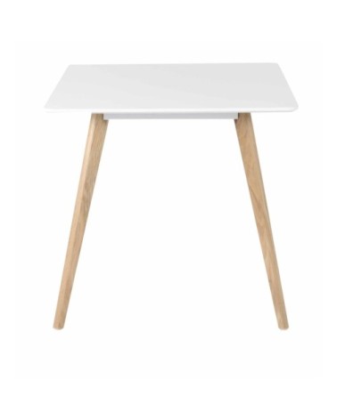 Table repas Scandinave carrée blanche et pieds chêne 80x80 cm