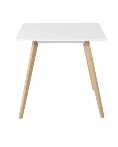 Table repas Scandinave carrée blanche et pieds chêne 80x80 cm