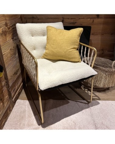 Coussin en lin jaune moutarde 40x40cm