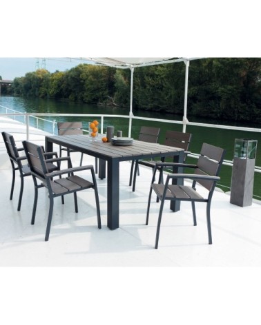 Table de jardin en aluminium gris 6 personnes