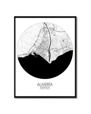 Affiche Almeria Carte ronde 40x50