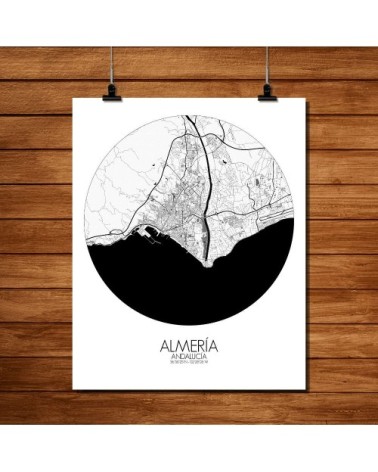 Affiche Almeria Carte ronde 40x50