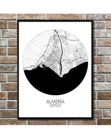 Affiche Almeria Carte ronde 40x50
