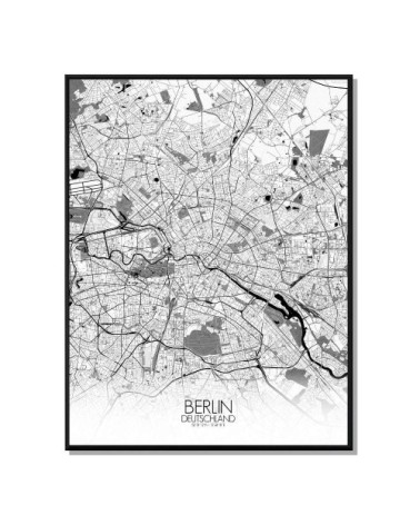 Affiche Berlin Carte N&B 40x50