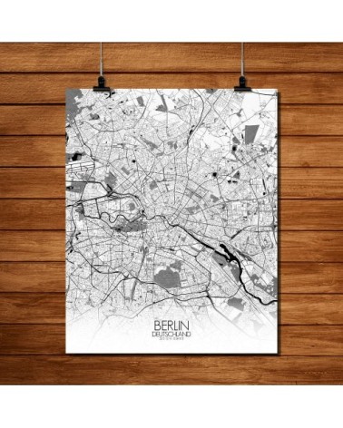 Affiche Berlin Carte N&B 40x50