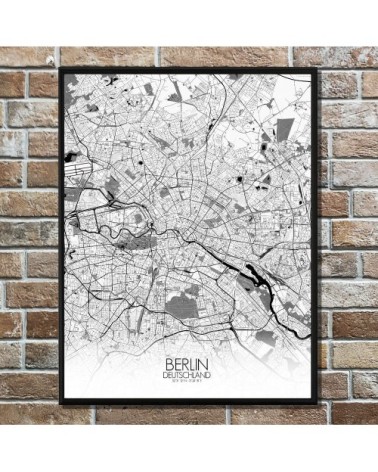 Affiche Berlin Carte N&B 40x50