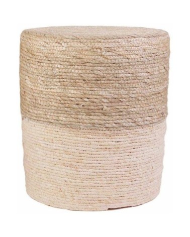 Pouf jonc de mer naturel et blanchi