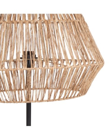Lampadaire métal noir et abat-jour en jute tressé H170