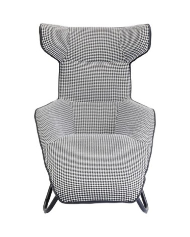 Fauteuil en tissu pied-de-poule et acier