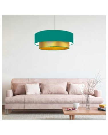 Suspension Double laqué or et vert turquoise T 60 x H 30