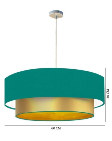 Suspension Double laqué or et vert turquoise T 60 x H 30