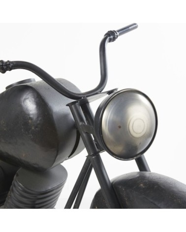 Statue moto en métal noir effet vieilli L145