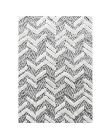 Tapis bohème à relief gris et blanc 120x170cm