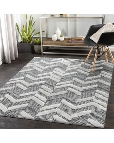 Tapis bohème à relief gris et blanc 120x170cm