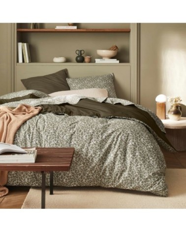 Taie d'oreiller en percale de coton vert kakhi 50x75