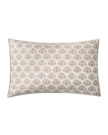 Taie d'oreiller en percale de coton rose et beige 50x75