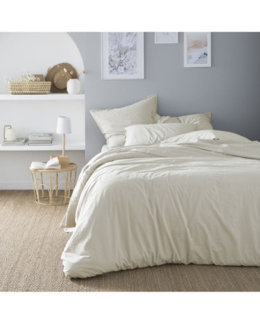 Housse de couette en coton lavé beige 260x240