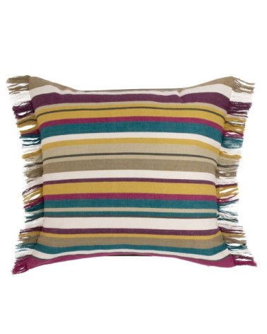 Housse de coussin tissée en coton bio à franges multicolores, OEKO-TEX® 40x40