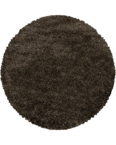 Tapis cosy rond à poils longs marron 160x160cm