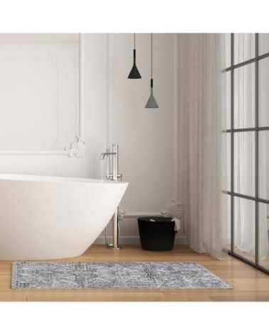 Tapis de bain style vintage tons de gris impression digitale 80x150