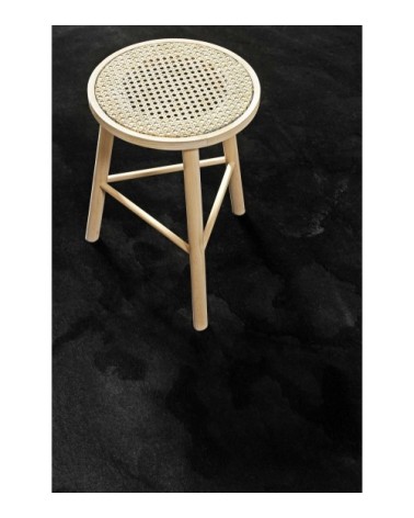 Tapis rond tufté mèches rases noir 80 D