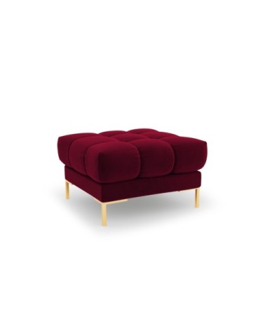 Pouf 1 place en tissu velours rouge