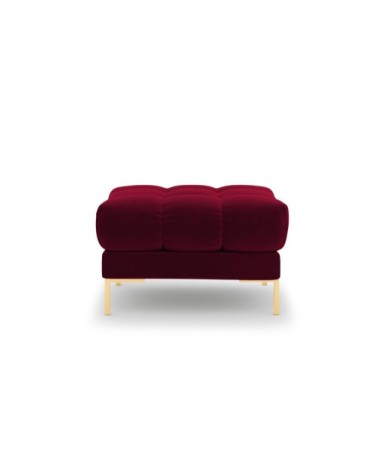 Pouf 1 place en tissu velours rouge