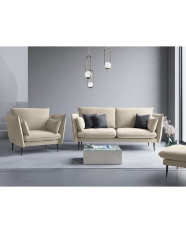 Fauteuil 1 place en velours beige