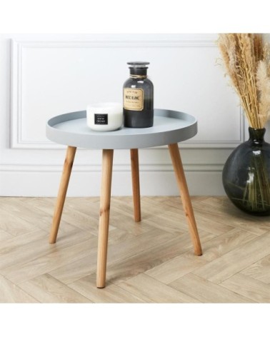 Table d'appoint ronde avec plateau gris