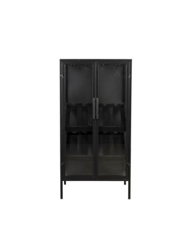 Meuble bar en fer noir et vitrine en verre trempé