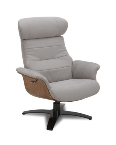 Fauteuil Microfibre et Chêne Naturel - Microfibre Gris