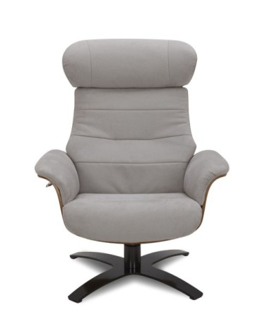 Fauteuil Microfibre et Chêne Naturel - Microfibre Gris