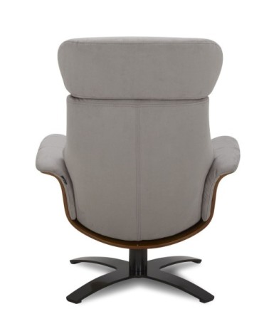 Fauteuil Microfibre et Chêne Naturel - Microfibre Gris