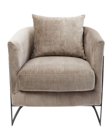 Fauteuil en velours taupe et acier