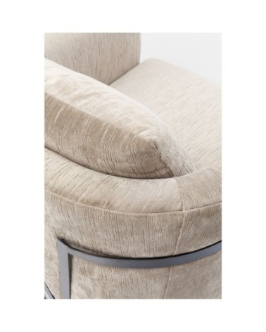 Fauteuil en velours taupe et acier