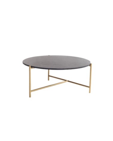 Table métallisée en marbre et fer noir.