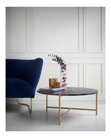 Table métallisée en marbre et fer noir.