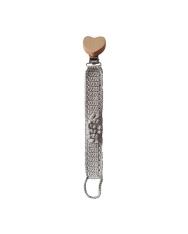 Attache-sucette en crochet  Gris