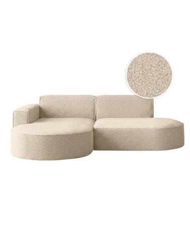 Canapé d'angle gauche 4 places marla en tissu bouclette - beige