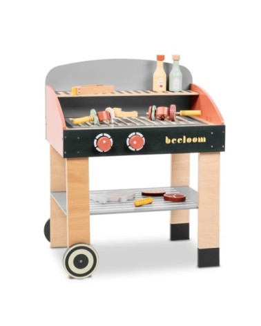 Barbecue en bois naturel noir et rouge pour enfants