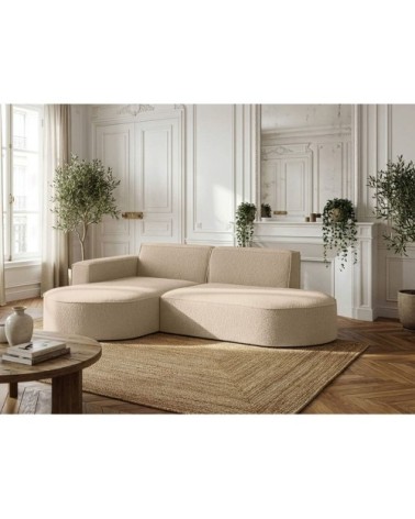 Canapé d'angle gauche 4 places marla en tissu bouclette - beige