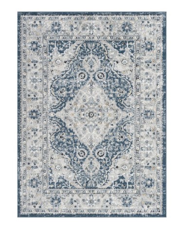 Tapis Vintage Oriental - Bleu, Gris et Moutarde - 160x220cm