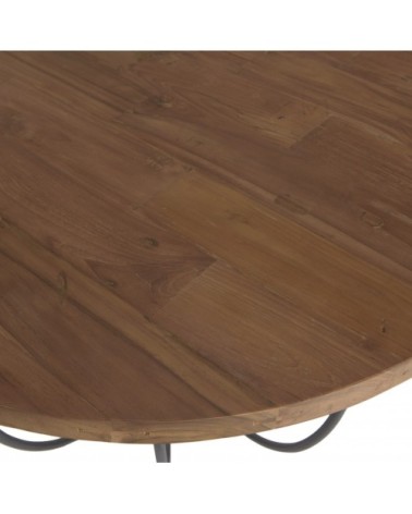 Table basse coque en teck recyclé métal noir L80