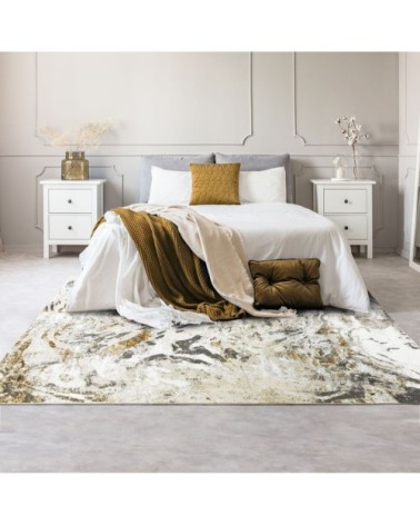 Tapis graphique effet fluide gris or 120x170