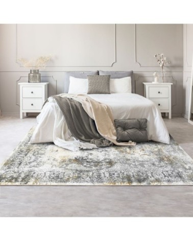 Tapis graphique effet usé gris or 120x170