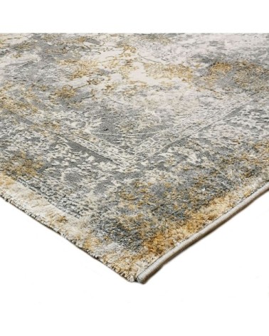 Tapis graphique effet usé gris or 120x170