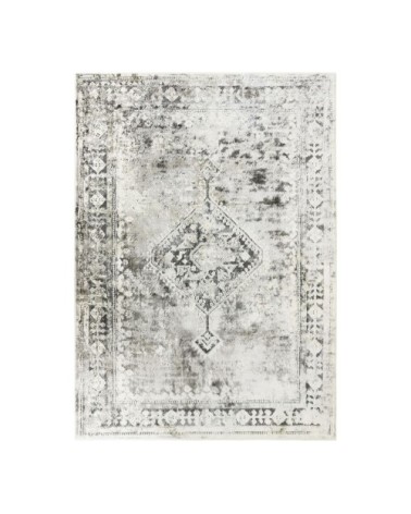 Tapis extra-doux médaillon effet vieilli crème argent 120x170