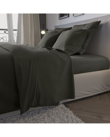 Drap Housse   Jersey Coloris Carbone 90x190 cm - DODO